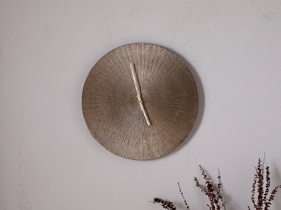Zuwena Etched Wall Clock - Antique Brass