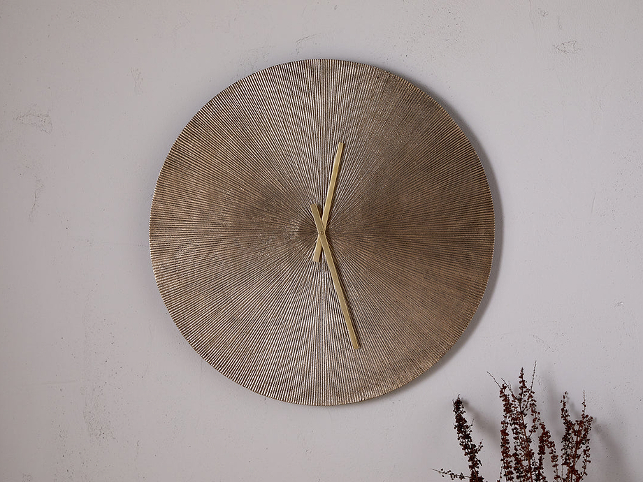 Zuwena Etched Wall Clock - Antique Brass