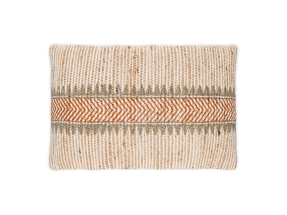 Zairya Jute & Cotton Cushion Cover - Natural & Rust - 60 x 40cm