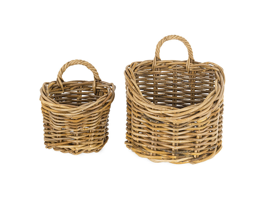 Zawar Rattan Hanging Baskets - Natural (Set of 2)