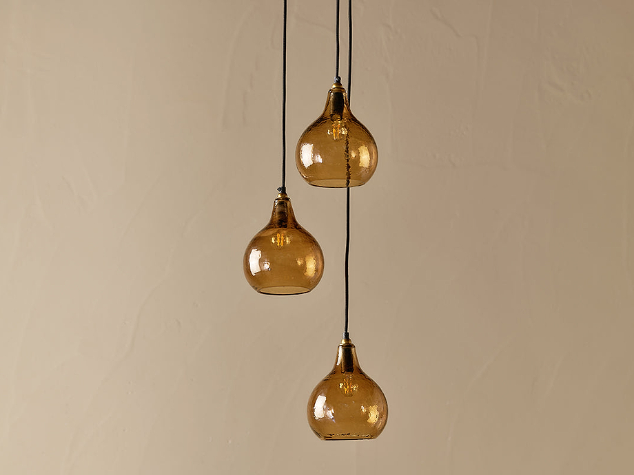 Ziva Recycled Glass Cluster Pendant -  Light Smoke Brown