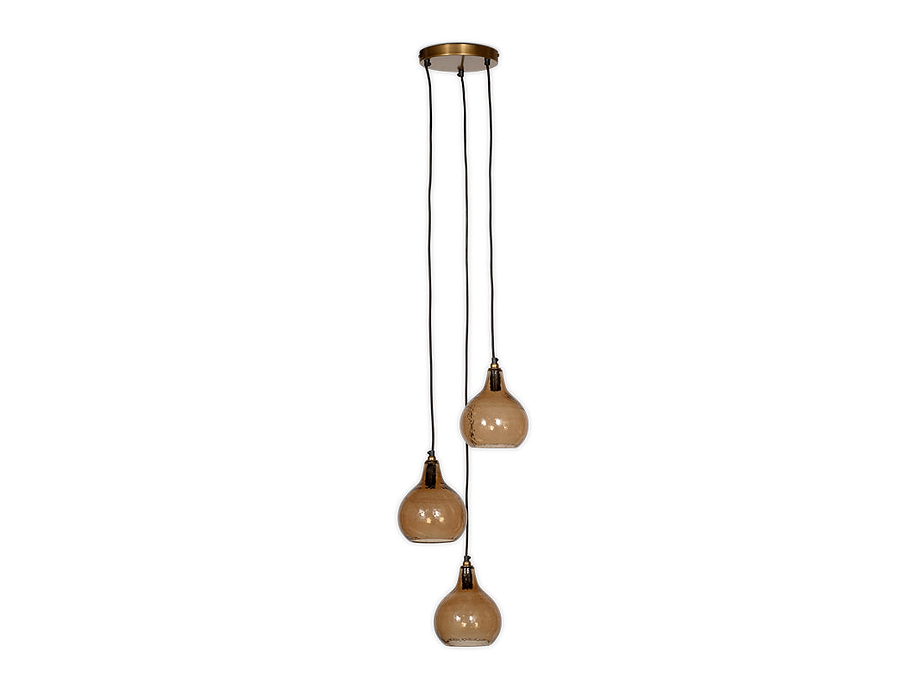 Ziva Recycled Glass Cluster Pendant -  Light Smoke Brown