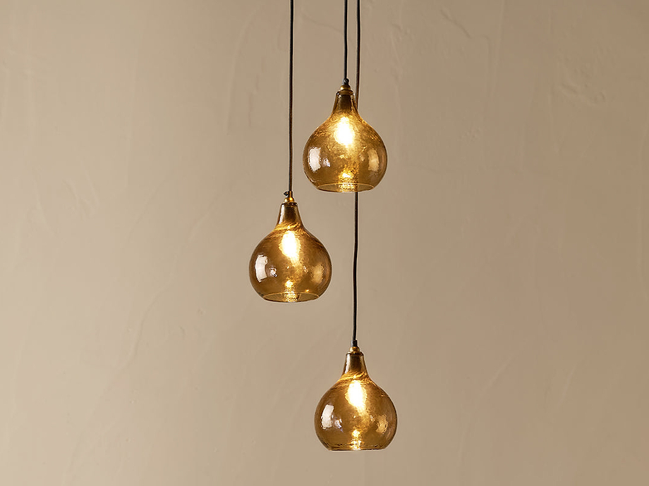 Ziva Recycled Glass Cluster Pendant -  Light Smoke Brown