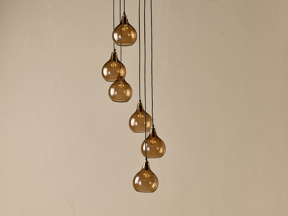 Ziva Statement Recycled Glass Cluster Pendant - Light Smoke Brown