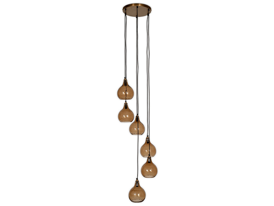 Ziva Statement Recycled Glass Cluster Pendant - Light Smoke Brown