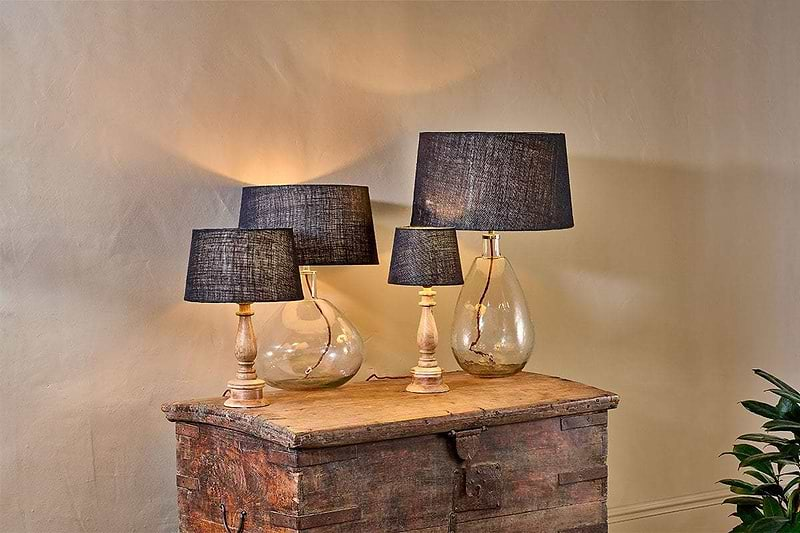 nkuku LAMPS AND SHADES Copy of Dia Jute Lampshade - Ink (NEW)