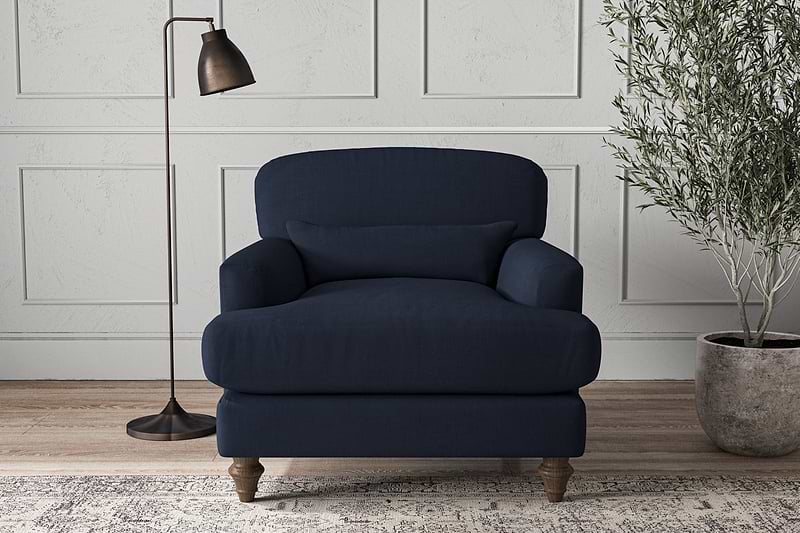 Nkuku MAKE TO ORDER Deni Armchair - Brera Linen Indigo