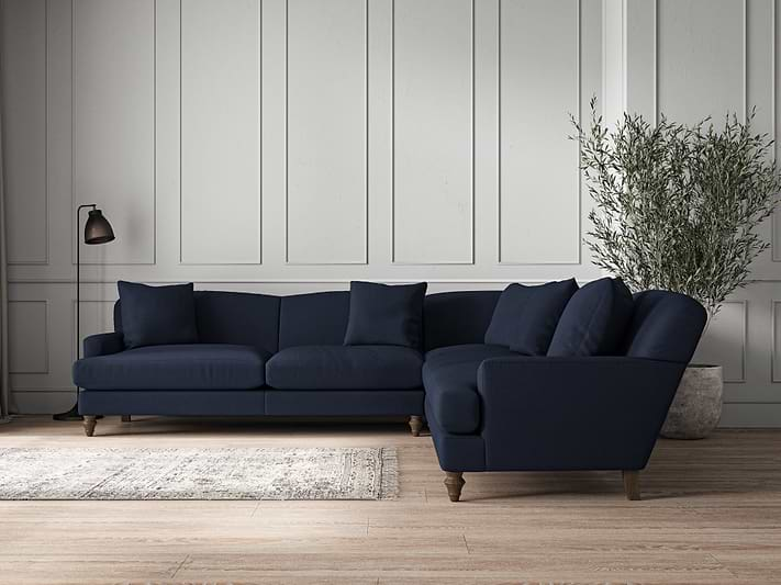 Nkuku MAKE TO ORDER Deni Grand Corner Sofa - Brera Linen Indigo