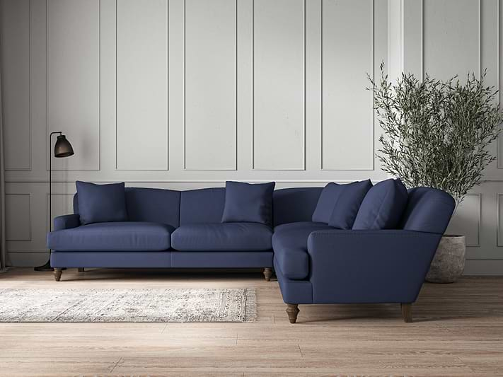 Nkuku MAKE TO ORDER Deni Grand Corner Sofa - Recycled Cotton Navy