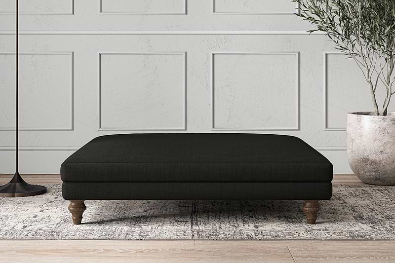 Nkuku MAKE TO ORDER Deni Grand Footstool - Brera Linen Charcoal