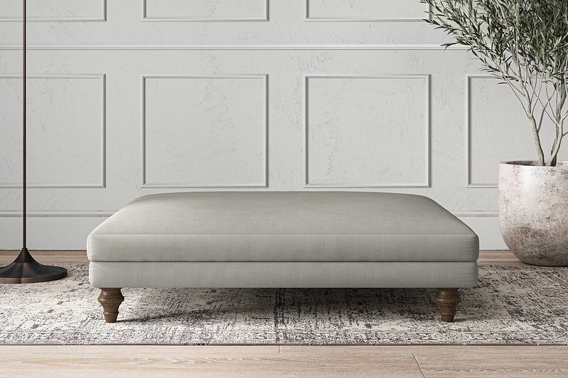 Nkuku MAKE TO ORDER Deni Grand Footstool - Brera Linen Smoke