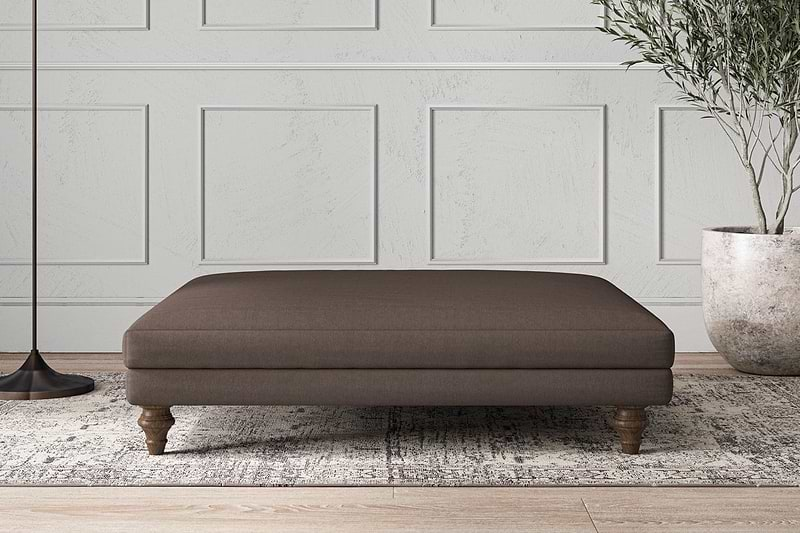 Nkuku MAKE TO ORDER Deni Grand Footstool - Recycled Cotton Mocha