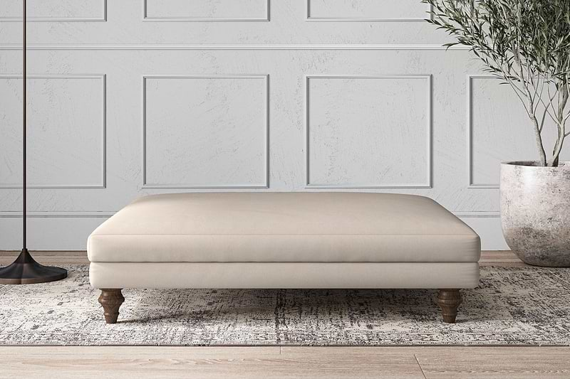 Nkuku MAKE TO ORDER Deni Grand Footstool - Recycled Cotton Natural