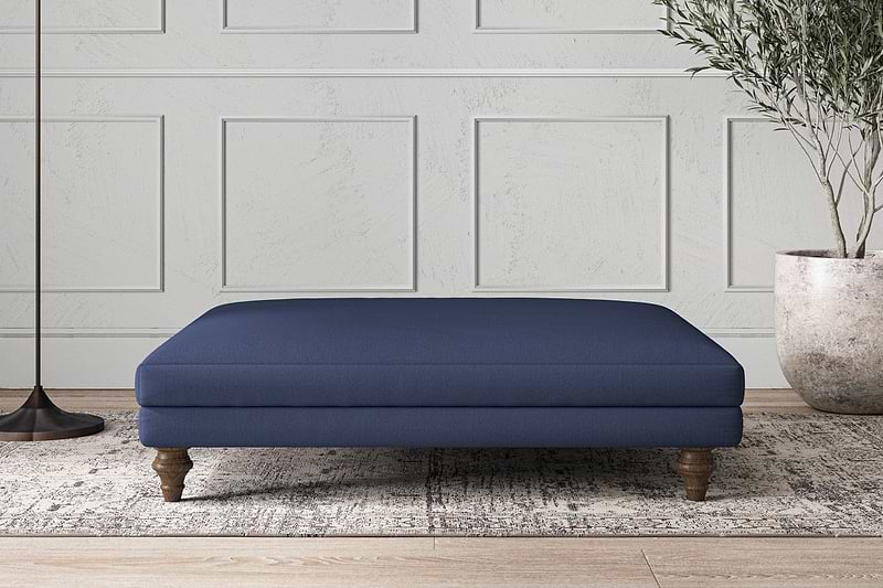 Nkuku MAKE TO ORDER Deni Grand Footstool - Recycled Cotton Navy