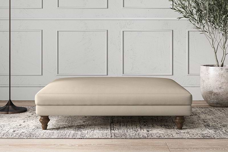 Nkuku MAKE TO ORDER Deni Grand Footstool - Recycled Cotton Stone