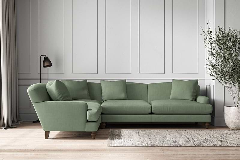 Nkuku MAKE TO ORDER Deni Grand Left Hand Corner Sofa - Brera Linen Jade