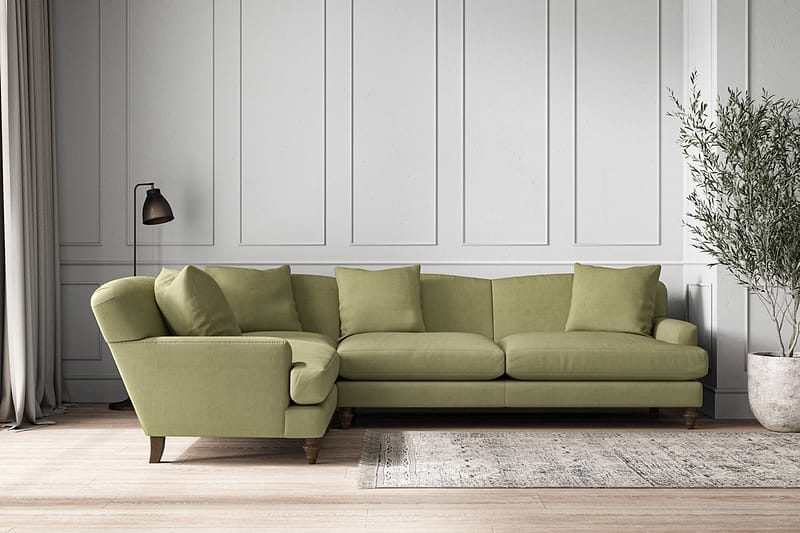 Nkuku MAKE TO ORDER Deni Grand Left Hand Corner Sofa - Brera Linen Sage