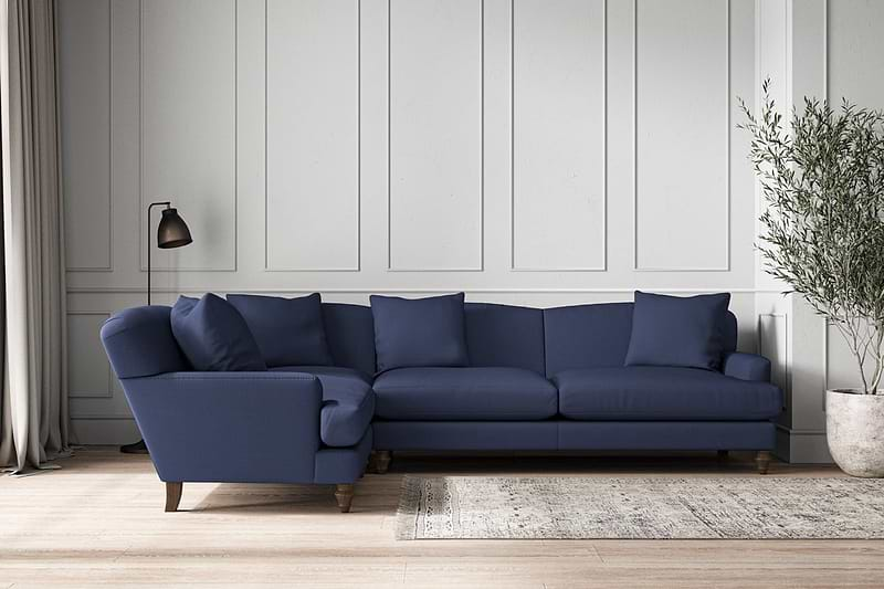 Nkuku MAKE TO ORDER Deni Grand Left Hand Corner Sofa - Recycled Cotton Navy