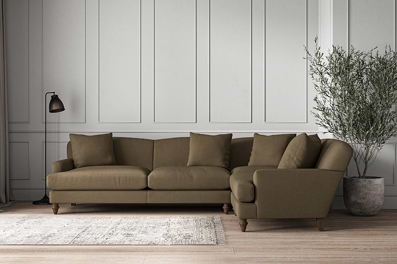 Nkuku MAKE TO ORDER Deni Grand Right Hand Corner Sofa - Brera Linen Chesnut