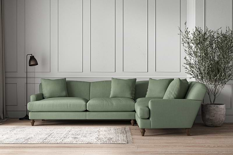 Nkuku MAKE TO ORDER Deni Grand Right Hand Corner Sofa - Brera Linen Jade