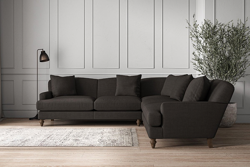 Nkuku MAKE TO ORDER Deni Large Corner Sofa - Brera Linen Espresso