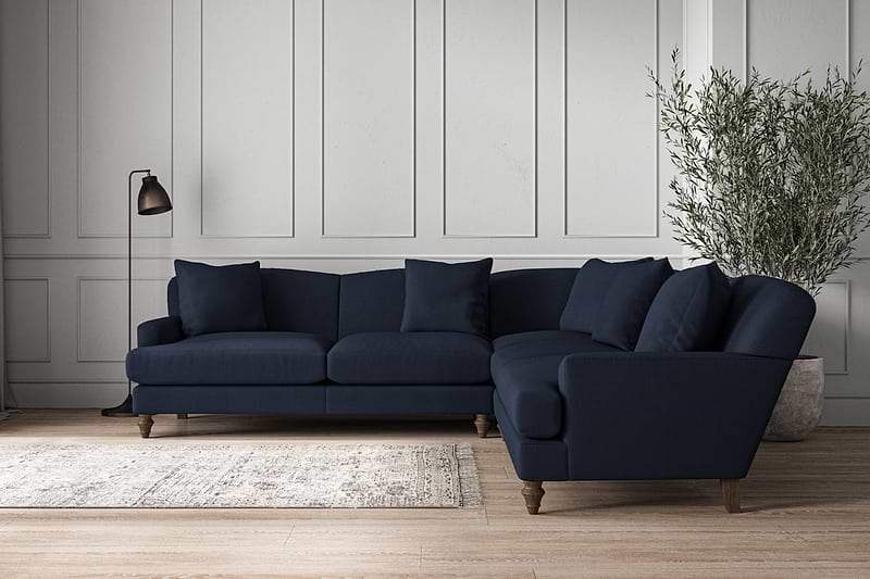 Nkuku MAKE TO ORDER Deni Large Corner Sofa - Brera Linen Indigo