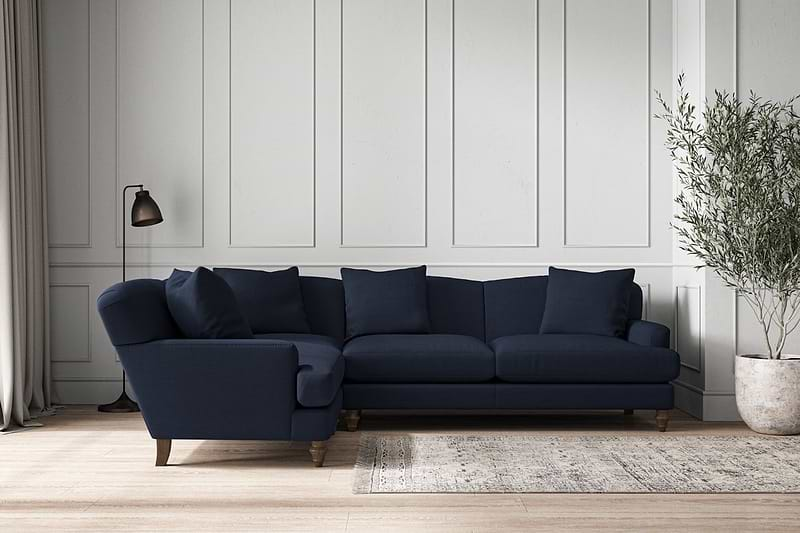 Nkuku MAKE TO ORDER Deni Large Left Hand Corner Sofa - Brera Linen Indigo