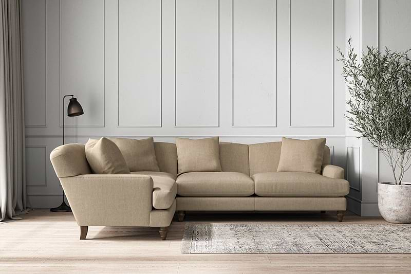 Nkuku MAKE TO ORDER Deni Large Left Hand Corner Sofa - Brera Linen Pebble