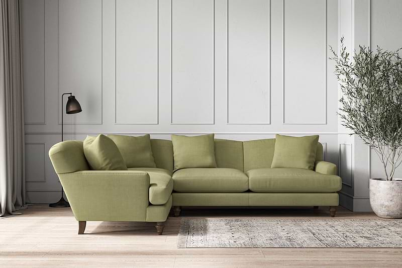 Nkuku MAKE TO ORDER Deni Large Left Hand Corner Sofa - Brera Linen Sage