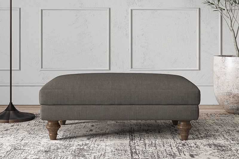 Nkuku MAKE TO ORDER Deni Medium Footstool - Brera Linen Granite