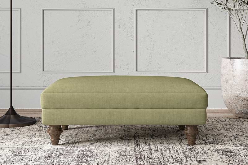 Nkuku MAKE TO ORDER Deni Medium Footstool - Brera Linen Sage