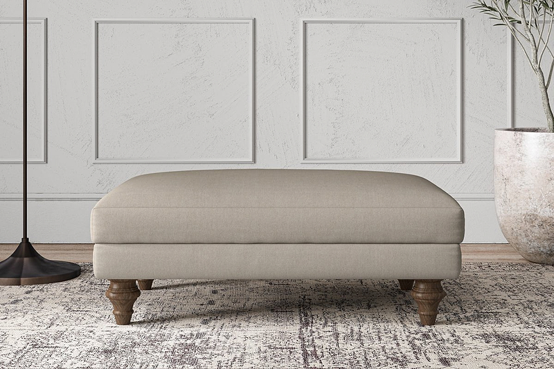 Nkuku MAKE TO ORDER Deni Medium Footstool - Recycled Cotton Flax