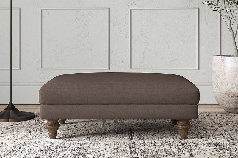 Nkuku MAKE TO ORDER Deni Medium Footstool - Recycled Cotton Mocha