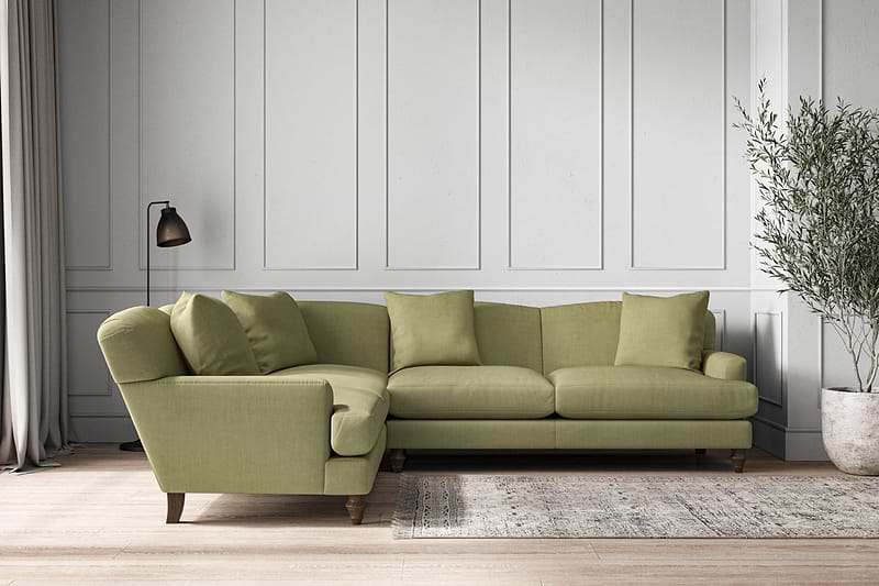 Nkuku MAKE TO ORDER Deni Super Grand Left Hand Corner Sofa - Brera Linen Sage