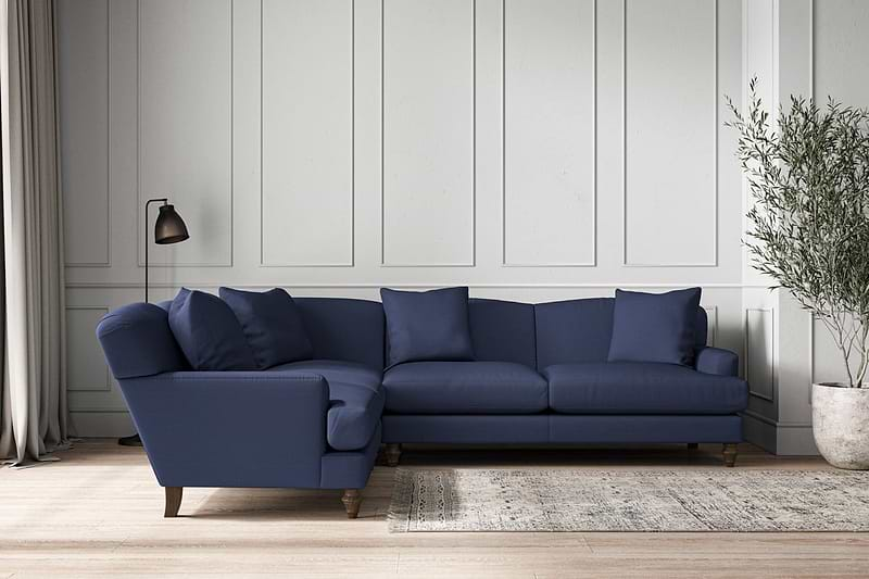 Nkuku MAKE TO ORDER Deni Super Grand Left Hand Corner Sofa - Recycled Cotton Navy