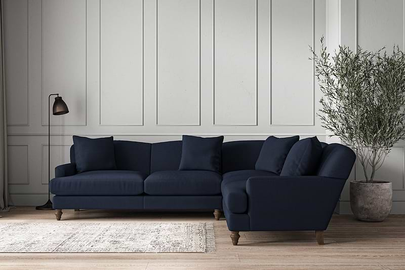 Nkuku MAKE TO ORDER Deni Super Grand Right Hand Corner Sofa - Brera Linen Indigo