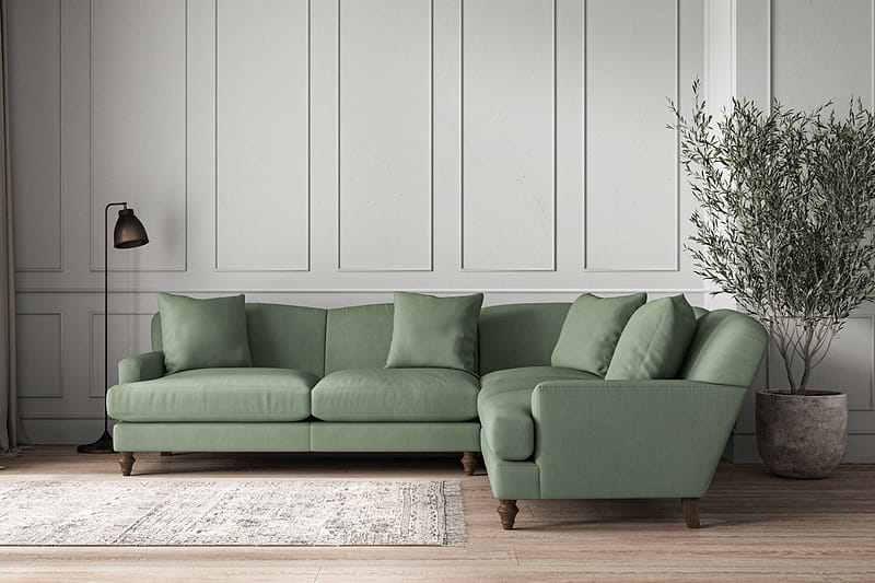 Nkuku MAKE TO ORDER Deni Super Grand Right Hand Corner Sofa - Brera Linen Jade