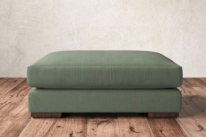 Nkuku MAKE TO ORDER Guddu Grand Footstool - Brera Linen Jade