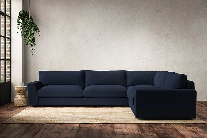 Nkuku MAKE TO ORDER Guddu Grand Right Hand Corner Sofa - Brera Linen Indigo