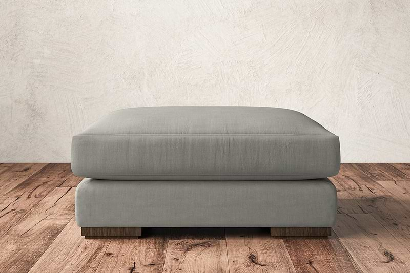 Nkuku MAKE TO ORDER Guddu Large Footstool - Brera Linen Smoke