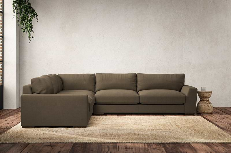 Nkuku MAKE TO ORDER Guddu Large Left Hand Corner Sofa - Brera Linen Chesnut