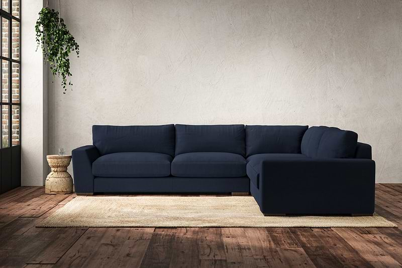 Nkuku MAKE TO ORDER Guddu Large Right Hand Corner Sofa - Brera Linen Indigo