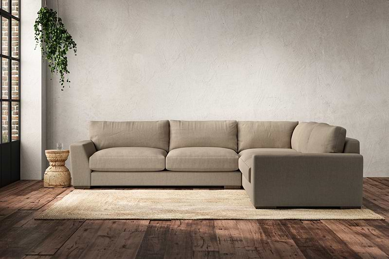 Nkuku MAKE TO ORDER Guddu Large Right Hand Corner Sofa - Brera Linen Pebble