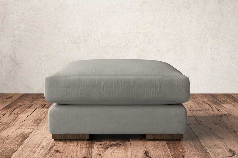 Nkuku MAKE TO ORDER Guddu Medium Footstool - Brera Linen Smoke