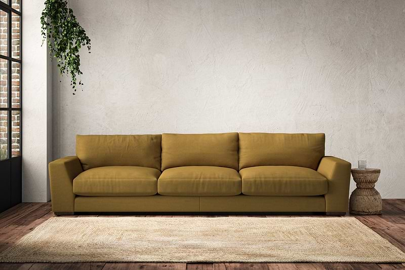 Nkuku MAKE TO ORDER Guddu Super Grand Sofa - Recycled Cotton Ochre