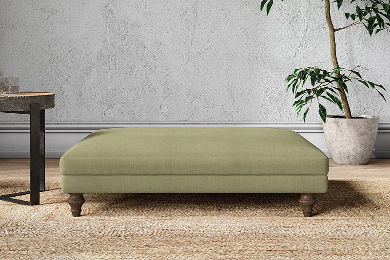 Nkuku MAKE TO ORDER Marri Grand Footstool - Brera Linen Sage