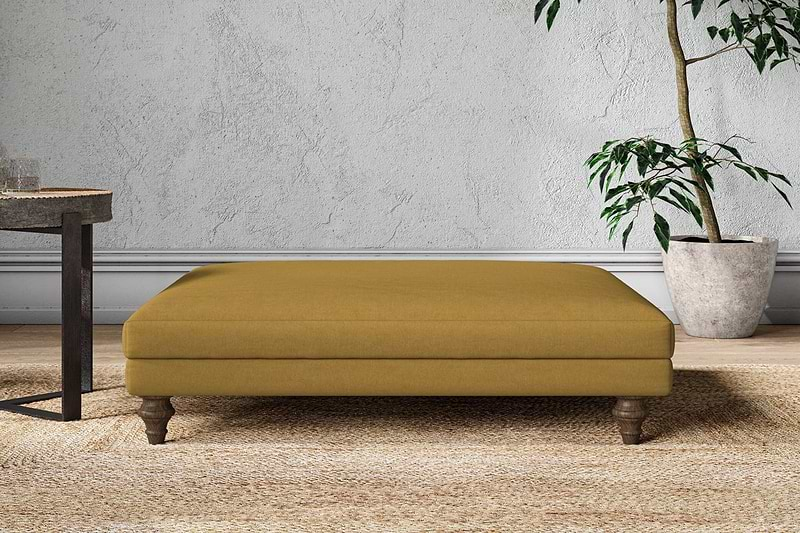 Nkuku MAKE TO ORDER Marri Grand Footstool - Recycled Cotton Ochre