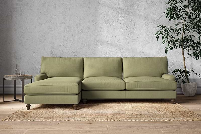 Nkuku MAKE TO ORDER Marri Grand Left Hand Chaise Sofa - Brera Linen Sage