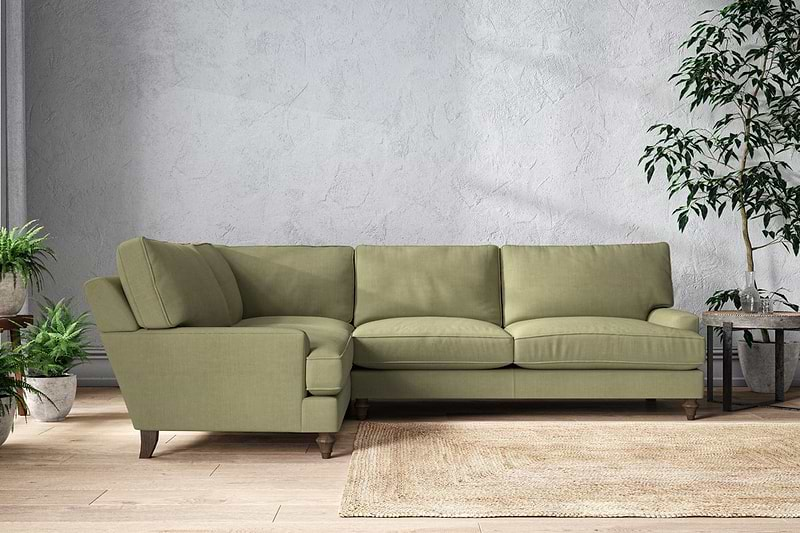 Nkuku MAKE TO ORDER Marri Grand Left Hand Corner Sofa - Brera Linen Sage