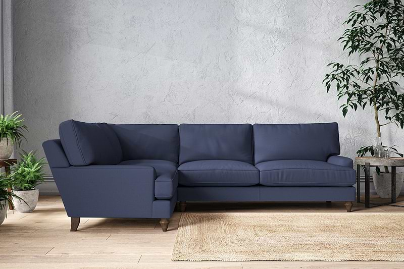 Nkuku MAKE TO ORDER Marri Grand Left Hand Corner Sofa - Recycled Cotton Navy